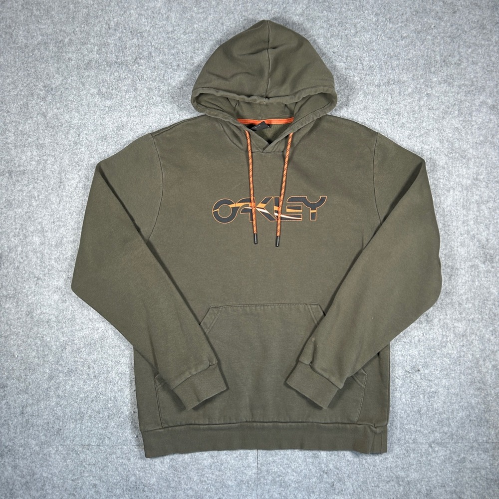 Oakley Hoodie Mens Large Olive Green Graphic Pullover Sweatshirt Active Gorpcore